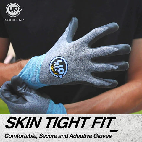 Thin Lightweight Nitrile Foam Coated Work Gloves With Touchscreen Fingers, 3 Pairs, Unisex Fit For Women And Men worn on hands