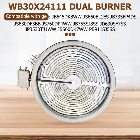 Dual 9 Inch Radiant Surface Element Replacement for GE Electric Cooktops and Ranges 2400W Direct Fit Swap In Works With JB645DK8WW