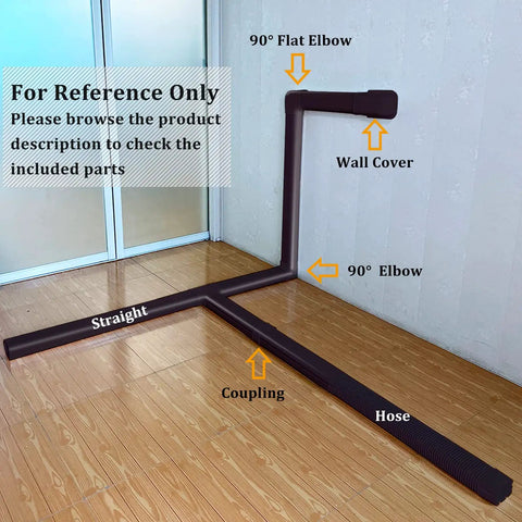 16.5 Foot Paintable PVC Mini Split Line Set Cover Kit For Outdoor AC Units And Heat Pumps, featuring 90° elbow pieces
