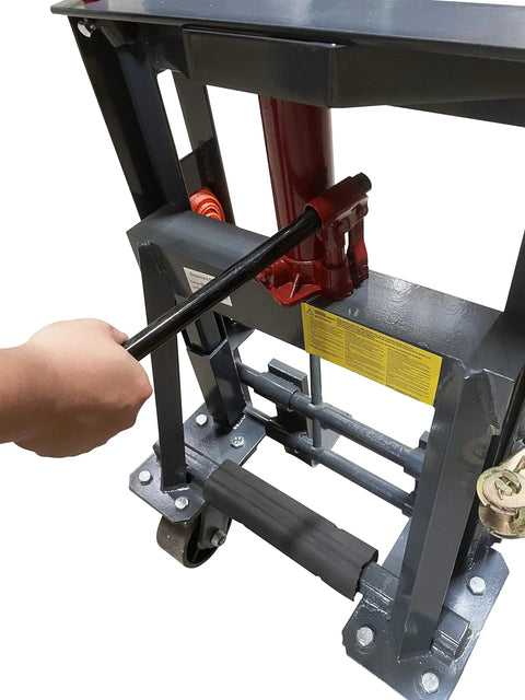 Handle and hydraulic system of Beefy 9900 Lb Capacity Hydraulic Machinery Mover With Adjustable Forks and Swivel Polyurethane Wheels