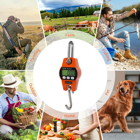 Heavy Duty 660Lb Digital Crane Scale with LCD display designed for garage, farm, and outdoor use with rugged build.