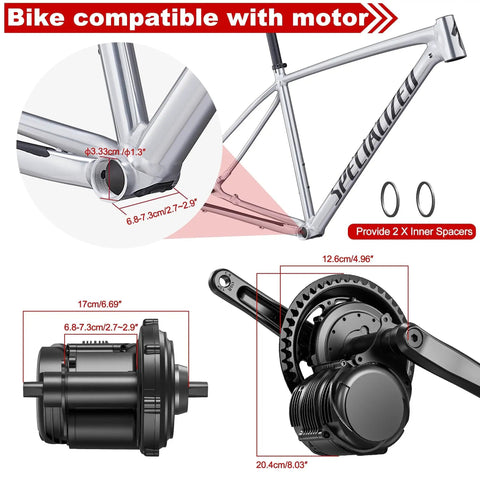Mid Drive 750W Ebike Conversion Kit Beefed Up With Universal 68mm 73mm BB Fit And B02N Display Upgrade frame compatibility