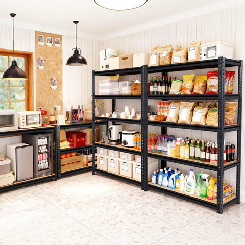 Beefy 5-Tier Garage Shelving Unit With Adjustable Shelves, Heavy Duty Steel Storage Rack Holds Up To 2400 Lbs, 28x12x60 Inches, Ideal For Garage, Workshop, And Warehouse Organization in kitchen storage