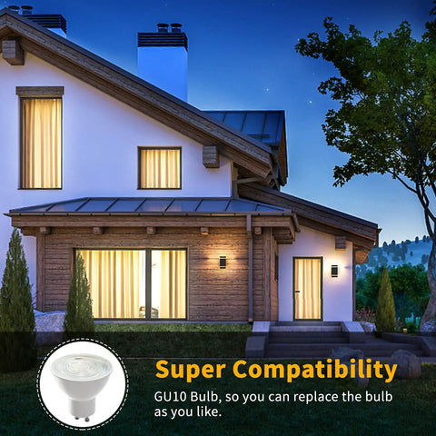 House exterior with Dusk To Dawn Outdoor Wall Light with 5W LED bulbs, IP65 waterproof aluminum fixture on porch and doorway