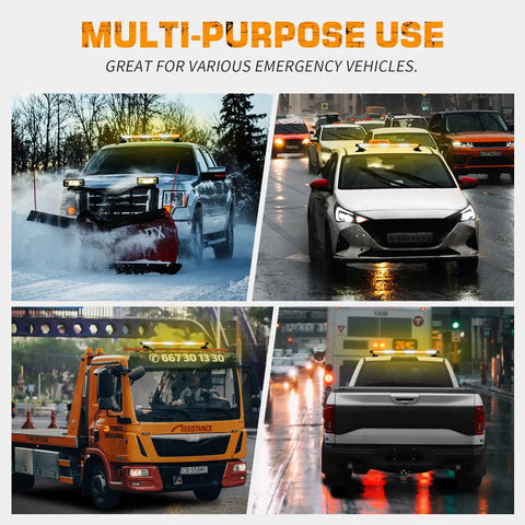 Heavy Duty Twenty Eight Point Four Inch Eighty Led Roof Strobe Light Bar featuring slick amber and white flashing visibility on emergency vehicles.