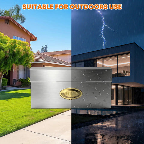 Weatherproof Wall Mount Mailbox Outdoor Heavy Duty Stainless Steel Drop Box Keeps Mail Dry In Rain With Drip Edge Design 3.75 By 14.5 By 7.1 Inches Silver outside homes