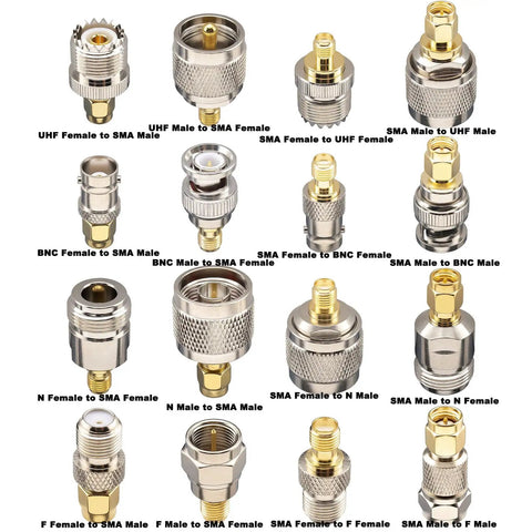16-Piece SMA Adapter Kit With Gold-Plated Brass RF Connectors SMA To BNC N F UHF PL259 SO239 Coaxial Adapters For RTL-SDR Dongles