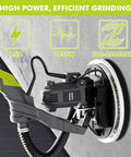 Electric Drywall Sander With Vacuum Dust Collector, 9.5A 1050W Variable Speed 600-2600 RPM, green sander close-up