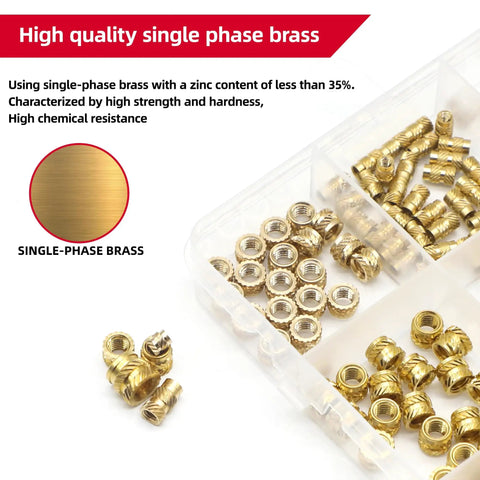 Brass Threaded Inserts Kit For 3D Printing Plastic And Metal With Heat Set Knurled Nuts M2 M2.5 M3 M4 M5 in tray