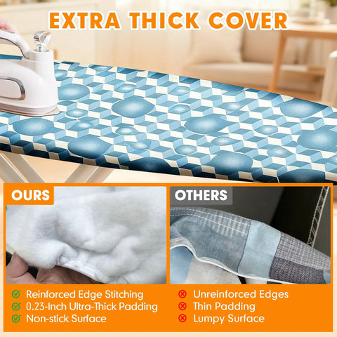 Ironing Board Cover And Pad 21x57 Extra Large Thick Padding Up To 6mm For Smooth Pressing, Scorch And Stain Resistant Pad