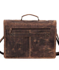Back view of Premium Buffalo Leather 18 Inch Laptop Messenger Bag For Men And Women Dope Satchel Office Briefcase with YKK zippers