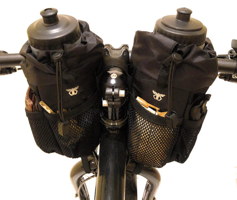 Bike Stem Bag With Insulated Pouch For Snacks And Water Bottle Storage, Grab And Go One Hand Access Handlebar Mount For Bikepacking