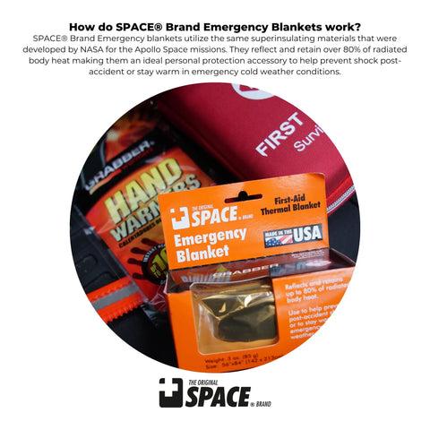 Space Grade Emergency Survival Blanket Reflects Over 80 Percent Body Heat Windproof And Waterproof Ultra Durable 3oz Mylar in box
