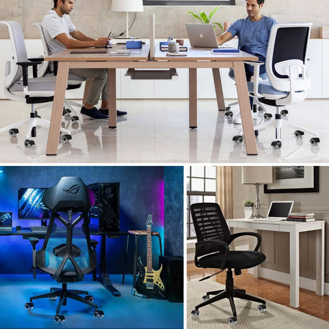 Silent office chair wheels for hardwood floors in office setup