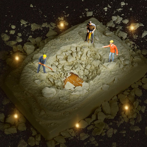 Amber Dig Kit For Kids Hands On Excavation With 8 Insect Specimens Learn Geology And Biology Through STEM Fun Great Educational Gift For Ages 6 8 12 14 And Party Favors., resin amber block with three workers and digging tools