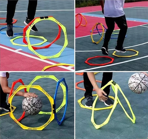 Octagon RC FPV Racing Training Set With PVC Drone Obstacle Course Gates Kit shown on outdoor court with customizable setup