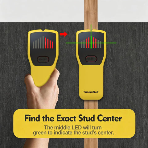 Highly Accurate Stud Finder Wall Scanner With Straight Up Precision for locating wood and metal studs in drywall, featuring LED indicators.