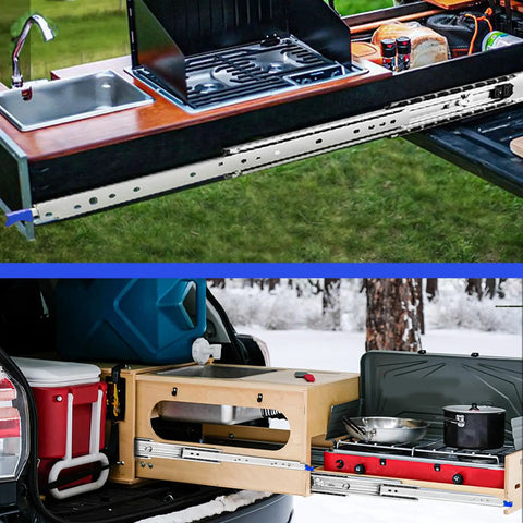 Beefy Heavy Duty Drawer Slides 72 To 80 Inch Full Extension Ball Bearing Rails Locking Design Supports Up To 500 Lbs Load Capacity