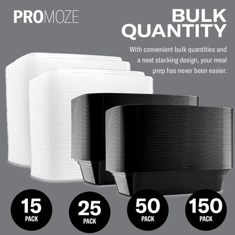 Stacks of 50 Pack Meal Prep Containers With Lids 28 Oz One Compartment To Go Bento Boxes shown in bulk quantity