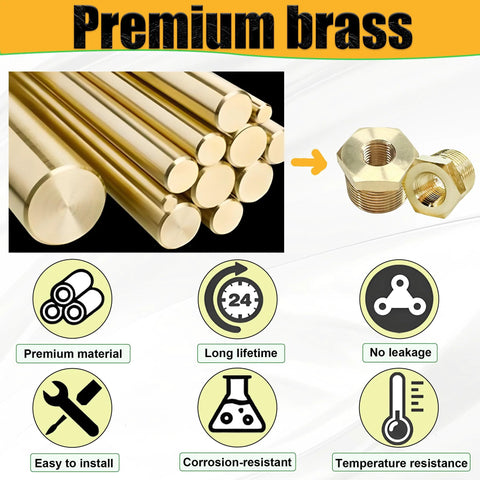 Premium brass reducer bushing 3/8 to 1/4 features durability, easy installation, and temperature resistance, ideal for plumbing and air lines.