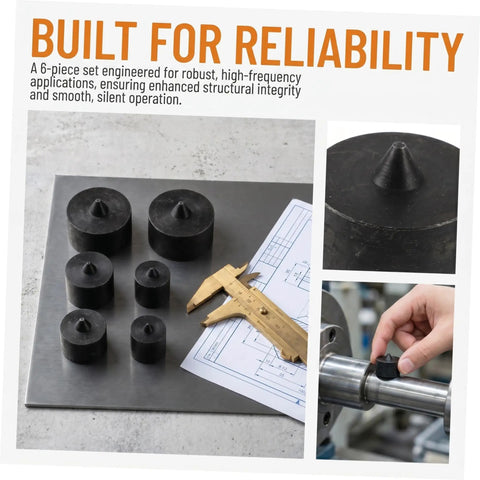 Outanaya 6pcs Heavy Duty Conical Shaft Protector Caps For Grip-O-Matic Pullers Machine Spindle Axle Guard on steel surface.