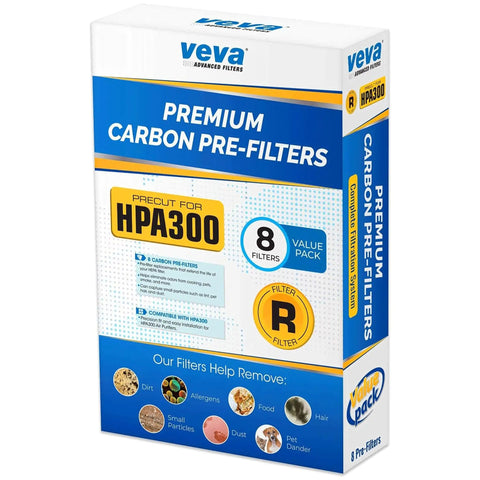 Image of 8-pack carbon activated pre filters box for HPA300 air purifier replacement precise fit no hassle install reduces dust