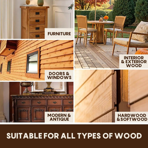 Killer Performance Water Based Walnut Wood Stain For Furniture Cabinets And Woodwork shown on furniture and wooden surfaces.