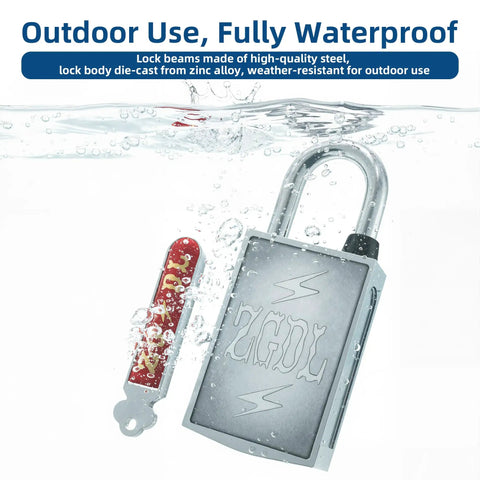 Hardcore Magnetic Padlock No Sweat Keyless Design 30mm Outdoor Weatherproof Lock submerged in water with magnetic key.