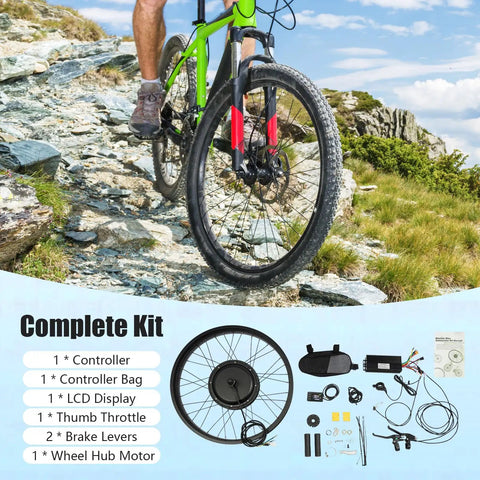 Cyclist using 1500W Front Wheel Hub Motor Conversion Kit For 26 Inch By 4 Inch E Bike DC 48V Electric Bicycle Conversion Kit