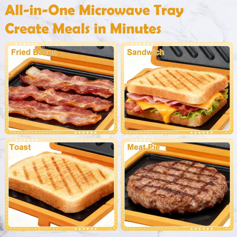 Portable Microwave Toaster For Crispy Grilled Cheese With Adjustable Silicone Strap And Removable Nonstick Plate showing toast