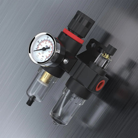 Inline Air Pressure Regulator With Water Separator And Gauge For Your Compressor Setup One Quarter Inch NPT Brass Kit