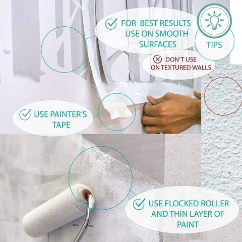 DIY Friendly Ink Lines Geometric Wall Stencil Set 2 Pack 17x39 Inches For Easy Accent Walls application tips with tools shown
