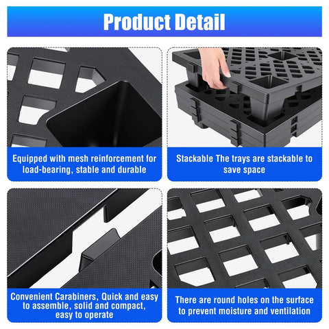 Heavy Duty Plastic Pallet Set 23.6x15.8x3.9 Inch Stackable Interlocking Storage Platform with grippy ventilated HDPE base