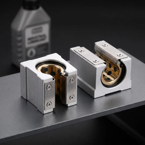 Top Rated Joinpaya 2pcs Br20uu Linear Bearing Blocks With Oilless Graphite Bronze Bushings For Smooth Sbr20 supported slider rail.
