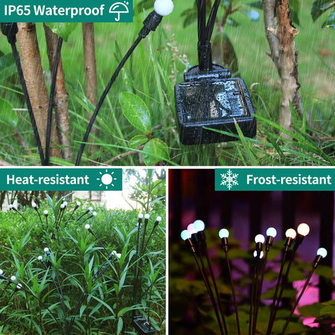 8 Pack Solar Garden Lights With 64 LEDs Starburst Firefly Pathway Lights That Sway In The Wind Waterproof Outdoor Decor in garden