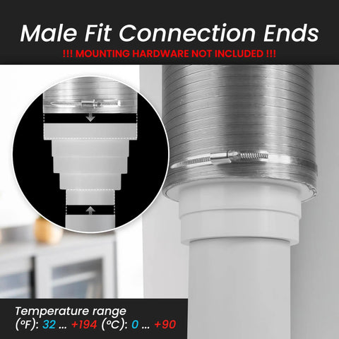 3 To 6 Inch Duct Inline Reducer Increaser Plastic Universal Connector for Vent Ducts HVAC with male fit connection ends