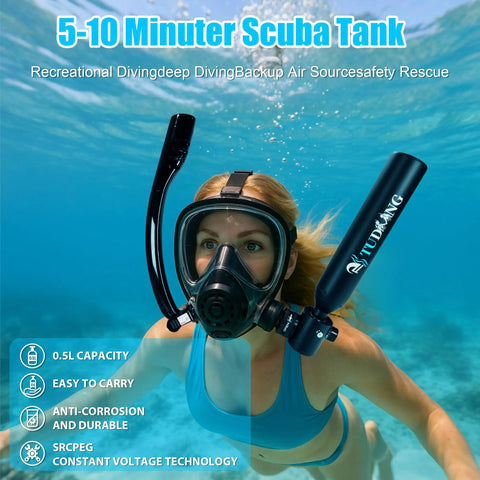 Half Liter Mini Scuba Tank Portable Lung Tank 3000 PSI DOT Certified Dive Air Tank For Snorkeling Underwater Breathing And Training
