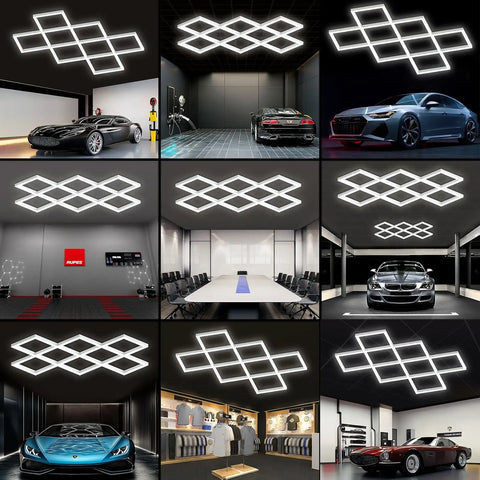 8 Hex Diamond LED Garage Light Ultra Bright 20400 Lumens 6500K Natural White Boss Grade Upgrade for various spaces