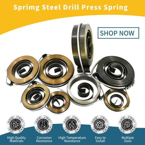 Drill Press Return Spring Assembly For Quill With Hook Install, Heavy Duty Coil Spring, 1.65 Inch Outer Diameter, 60Si2Mn Steel