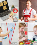 Collage showing uses of Red Painter Masking Tape Bulk Pack 20 Rolls, 1 Inch By 55 Yard for office, design, painting, and handwork.