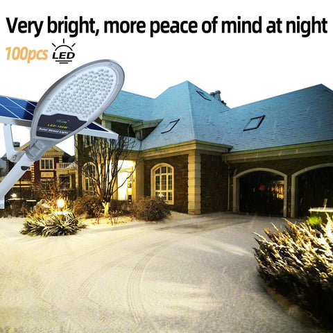 Solar Street Light For Driveways And Yards Super Bright Outdoor Lighting Waterproof And Solar Powered 11000mAh Battery No Wiring