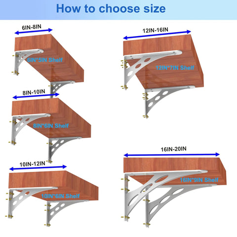 How to choose size for White Heavy Duty Floating Shelf Brackets Tough As Nails Rock Solid Wall Mount Supports.