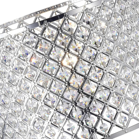 Close-up of Crystal Edge Shade Chrome Table Lamp With Sparkling Crystal Accents ETL Listed Blingy Glam Lighting for living room.