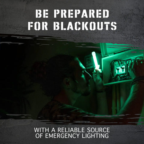 Person using Bright Emergency Glow Sticks 12 Pack For Survival Gear Camping Lights Power Outages And Military Use Green Long Lasting