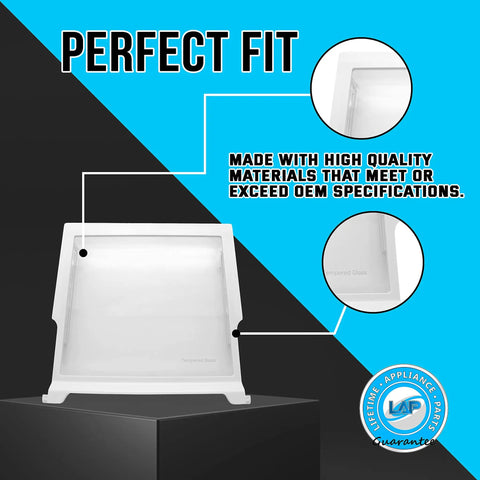 Glass Shelf Replacement For Whirlpool Refrigerator W10276341 WPW10276341 Fits Top Shelf 17.5 W x 17.25 D x 1.5 H Clear Tempered Glass