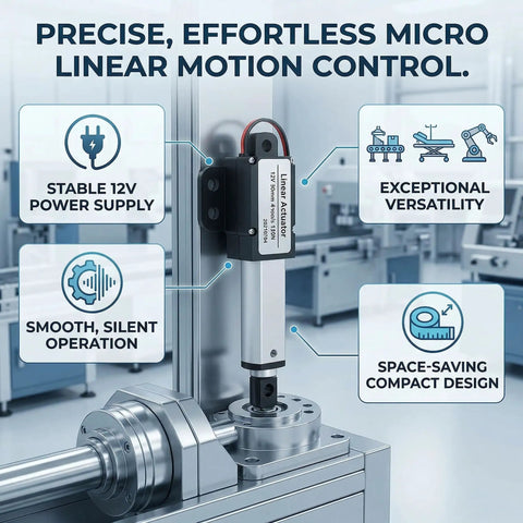 Tiny Yet Mighty 12V Micro Linear Actuator With 30mm Stroke, 4mm Per Second Travel Speed And 150N Thrust in industrial setting