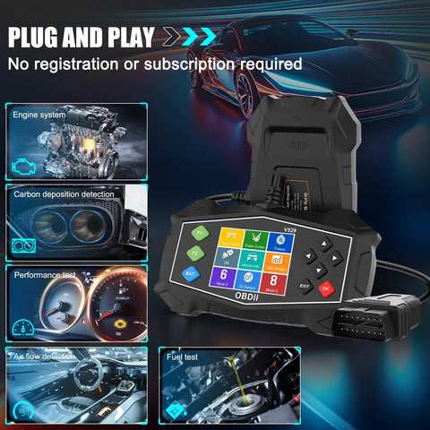 OBD2 Diagnostic Tool And Code Reader For All OBDII Cars 1996 And Up, real time data and engine fault codes interface display