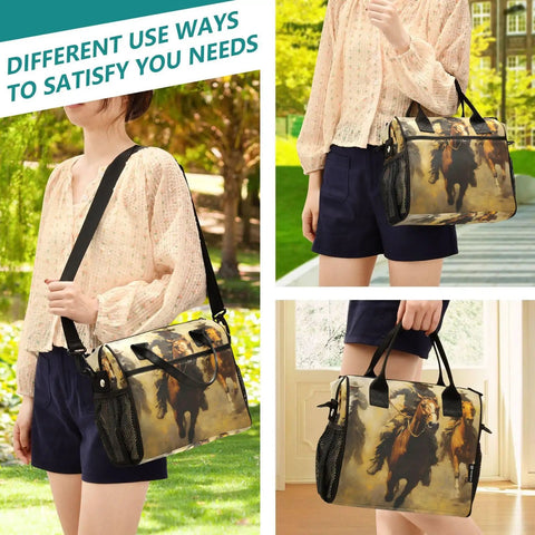 Desert Brown Insulated Cooler Bag Lunch Box Tote With Detachable Shoulder Strap Reusable Lunch Bag for Outdoor Picnics