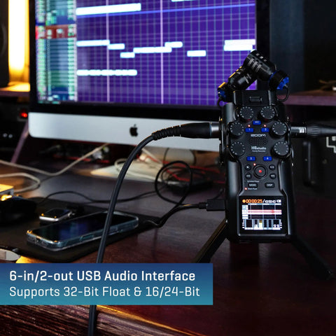 Gig Ready Studio Recorder For Musicians Filmmakers And Podcasters With 32 Bit Float Six Track Recording on studio desk