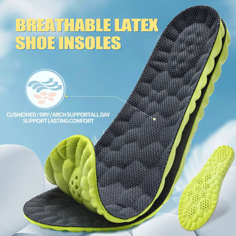 Breathable latex shoe insoles with cushioned support, designed for solid non slip work boots with legit grip and waterproof build for chefs.